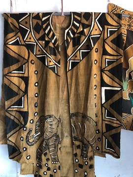 African Mud Cloth Grand Buba/ African Bubu Gown/ Hand painted