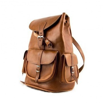 BIG SALE! Genuine Leather Backpack with Red Kilim Handmade by Cuiroma Craftsmen in Morocco