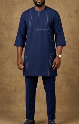 Men's Yoruba Traditional Ensemble  Navy Blue