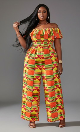 Vibrant Off-the-Shoulder Jumpsuit with Wide-Leg
