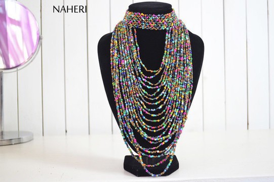 African maasai beaded choker necklace | African tribal choker necklace | multicolored