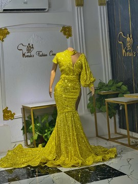 Sequin prom dress,shimmery evening gown,African wedding dress