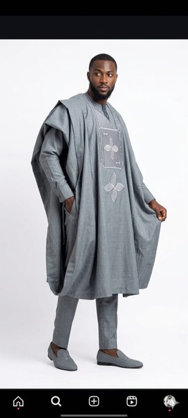 Agbada with kaftan and trouser with classic embroidery
