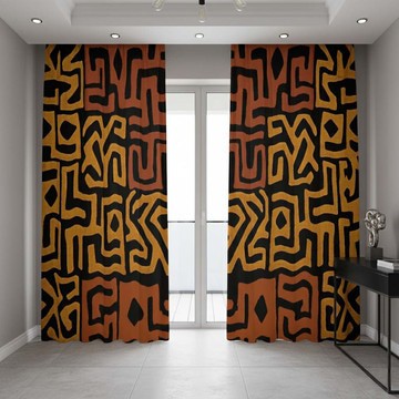 African Blackout Curtain Kuba Print (Two-Piece) LARGER SIZES AVAILABLE