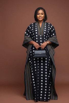Navy Blue  Adire &amp; Handwoven Aso-oke Kaftan