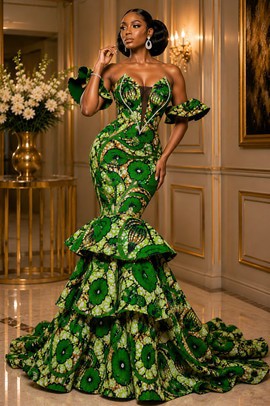 Robe de mariée africaine de luxe à épaules dénudées, robe sirène pour réception, anniversaire ou bal de promo