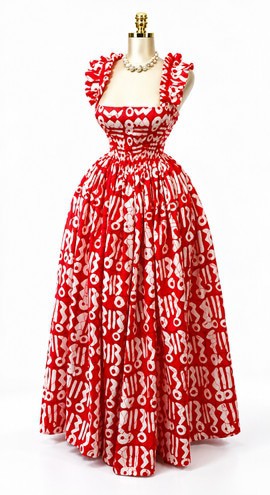 Magnifique robe Ankara rouge, kaftan boubou africain du Nigeria en Ankara