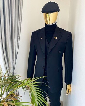 Costume sur mesure Reloaded «Peaky Blinders» pour homme noir anthracite à revers en pointe