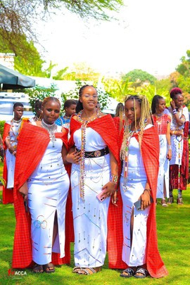 Beaded Maasai dress with a matching shawl