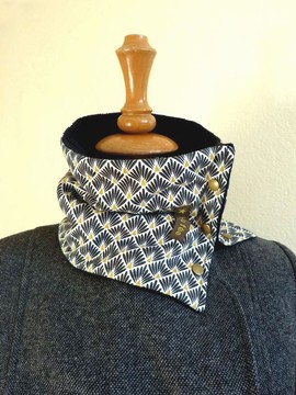 3 SNAP COLLAR n°3 Snood Women's Scarf Small Warm Ethnic Neck Warmer Mid Season Gauze Lined