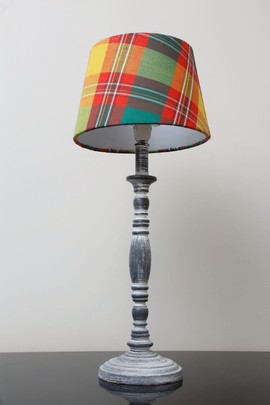 Lampshade Madras Green orange Small Handmade