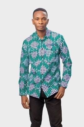 Colourful African print Ankara Shirt, Mens Clothing