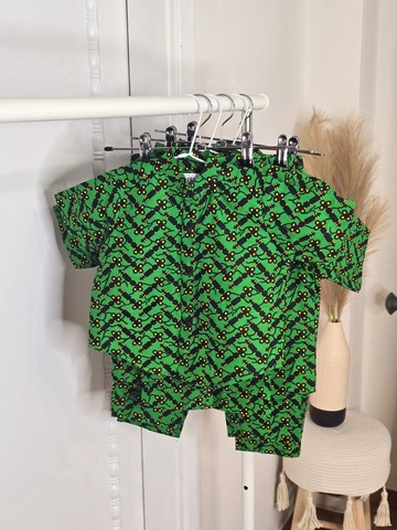 Ensemble Jabari vert en tissu wax pour bébé