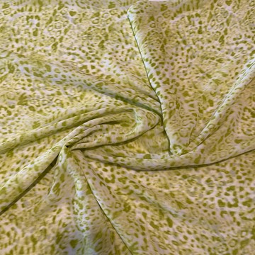 Green Animal Leopard Print Chiffon Georgette Poly Print Fabric - By the Yard
