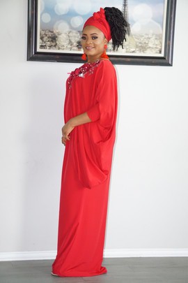 TARA BUBU KAFTAN DRESS - RED