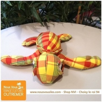 PLUSH TURTLE MADRAS RED AND YELLOW