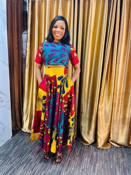 Ensemble Ankara 2 pièces, jupe et blouse Ankara, tenue d’été Ankara