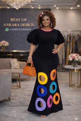 Robe sirène de luxe en Ankara avec détail circulaire et manches bouffantes