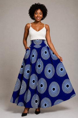 Sandrine 2 long wax print skirt