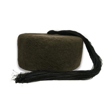 Tunisian Chechia With Pompom In Brown Wool