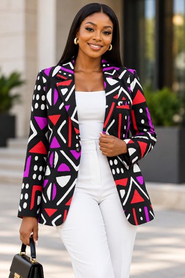 Robe midi à col en V et manches courtes pour femme en imprimé africain | Robe midi en imprimé africain | Bynelo