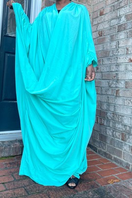 Teal Green Oversized Asymmetrical Twist Maxi Kaftan Dress