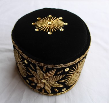Velvet Stoned Crown Wedding Hat,  Traditonal Beaded Cap, African Mens Hat, African Wedding Hat