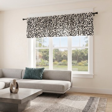 Classic Doodle Kuba Curtain Valance | African Window Accent | Bynelo