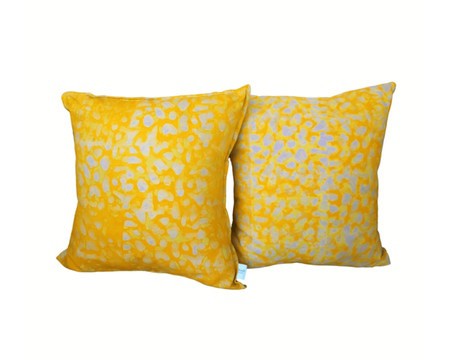 2-piece Reversible Hand-Dyed Batik Cushions Covers: Yellow/ White, Purple
