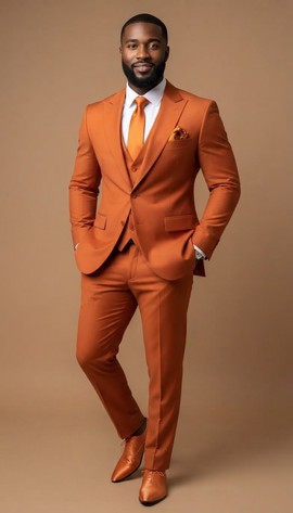 Costume trois pièces orange rouille