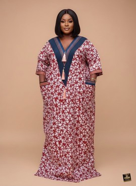 The Terracotta Tassel Adire Kaftan