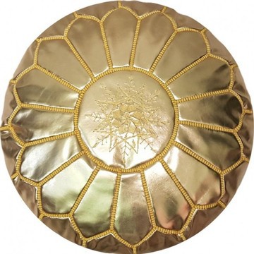 Pouffe in real yellow natural leather for living room