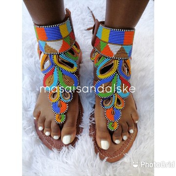 Sandales de gladiateur, sandales de femme, sandale de maasai africain, sandales de gladiateur longues