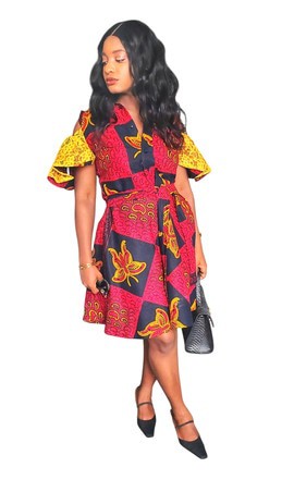 Nadia Elegant African Woman Mid-Length Dress For Special occasions/Weddings/Plus Size