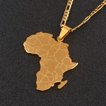 Unisex Gold africa map necklace