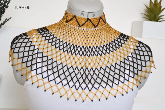 African beaded cape necklace handmade jewelry