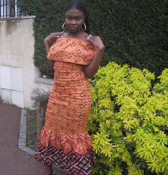 African print dress. Elastic bodycon dress