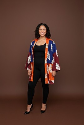 Chic Patterned Kimono Coat
