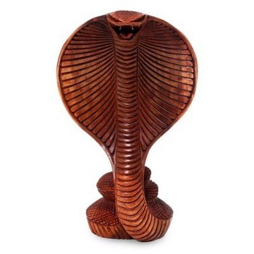 Handmade cobra wooden curving/ antique touch snake decor/ table top or lamp holder cobra decor