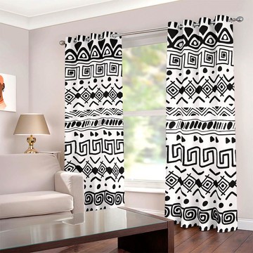 Tribal African Mud Cloth Curtains White Grommet (Two-Piece) (LARGER SIZES AVAILABLE)