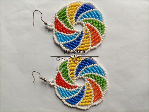 Round earrings, beaded earrings,Maasai earrings,masai earrings, statement earrings, African earrings