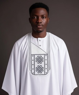 Tenue nigériane traditionnelle – Blanc pour homme
