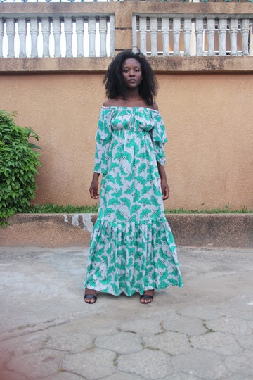 MAXI DRESS / LONG WAX PRINT "WEDDING DRESS" DRESS