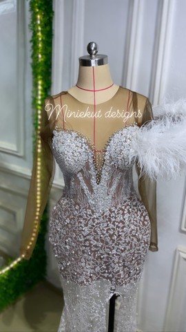 Robe de mariée blanche, robe de bal blanche, robe de soirée blanche, robe de réception blanche