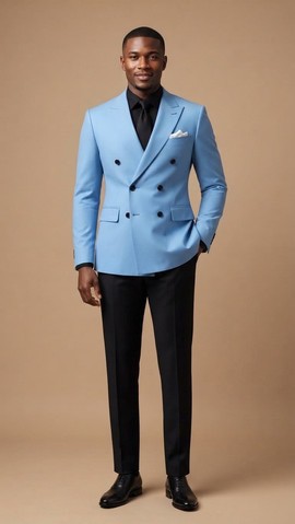 Costume croisé de luxe bleu ciel