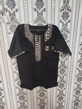 Chemise à symbole tribal de minuit avec panneau géométrique inspiré du patrimoine