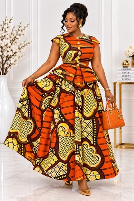 The Ankara Royalty Peplum Set, Ankara Skirt and blouse outfit, African women dress