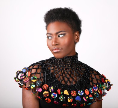“Queen Amina” bead &amp; wax cape necklace