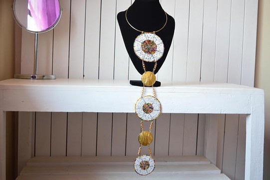 African beaded pendant necklace handmade jewelry