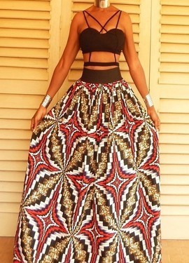 Long skirt with elastic waistband black